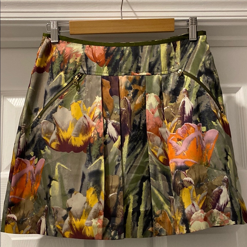 Ted Baker London A-Line Orange Yellow Mini Skirt